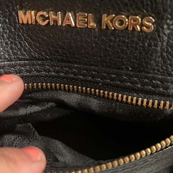 Michael Kors Black and Gold Pebbled Leather Crossbody - Picture 9 of 10